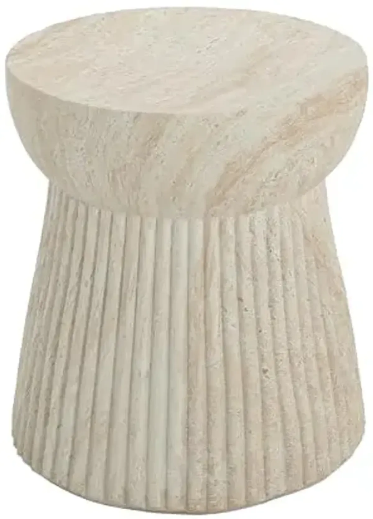 Christopher Knight Home Dila Patio Side Table, Lightweight Concrete End Table, Small Coffee Table, Garden Stool, Decorative Accent Table, Round Table Top, Side Table for Poolside Balcony, Travertine