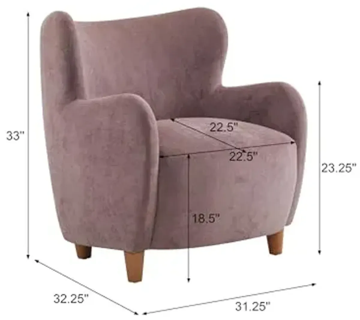 Christopher Knight Home Auden Wingback Accent Chair, Fabric Club Chair, Velvet Upholstered Armchair,Curved Backrest Single Sofa,Soft Cushion Seating, Reading Lounge Chair for Living Room, Dusty Orchid