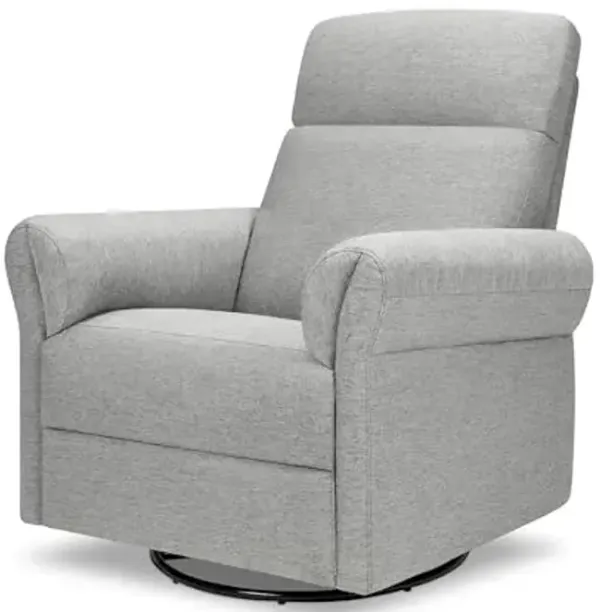 Davinci Suzy Flex Nursery Recliner and Swivel Glider with Adjustable Headrest and Armrests, High Pillowback in Frost Grey | GREENGUARD Gold, FSC, CertiPUR-US® Certified