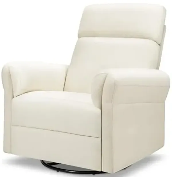 Davinci Suzy Flex Nursery Recliner and Swivel Glider with Adjustable Headrest and Armrests, High Pillowback in Vanilla | GREENGUARD Gold, FSC, CertiPUR-US® Certified