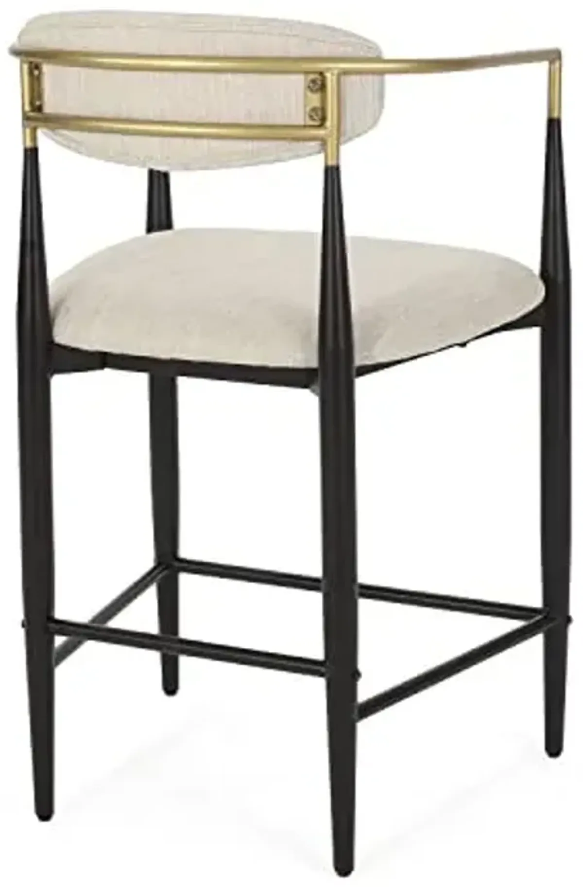 Christopher Knight Home Niame Set of 2 Counter Stools with Upholstered Seats, 25''H Counter Height Barstools, Barchairs Kitchen Stools, Fabric Bar Seating with Iron Frame, Gold Accents, Beige