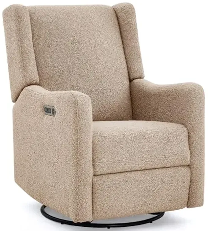 Delta Children Mercer Electronic Power Recliner and Swivel Glider with USB-A and Type-C Ports - Greenguard Gold Certified - Stain-Resistant Performance Fabric is Oeko-TEX Standard 100 Certified, Sand