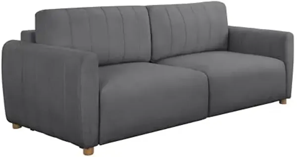 Serta Galway 91.7" Convertible Sleeper Sofa, Queen Size, Wall-Hugging Dreamglide Mechanism, Dreamcoil Comfort, Boucle Fabric, Charcoal