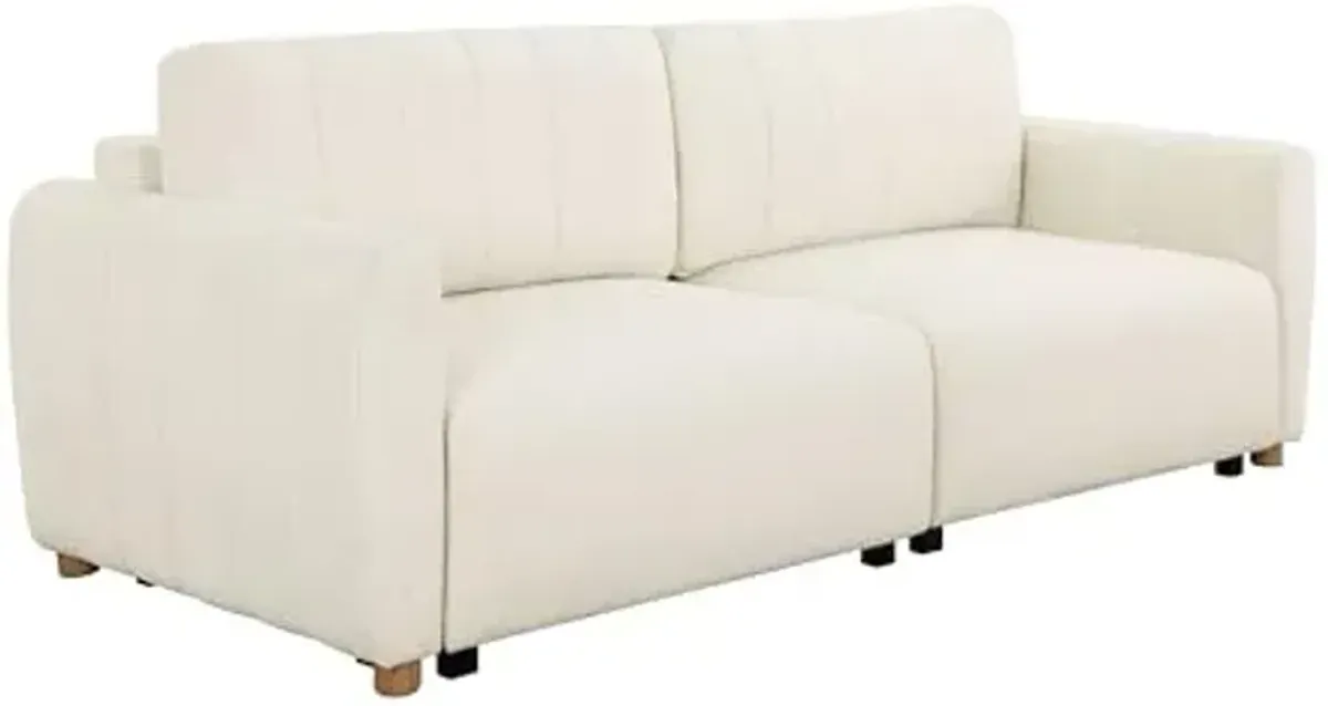 Serta Galway 91.7" Convertible Sleeper Sofa, Queen Size, Wall-Hugging Dreamglide Mechanism, Dreamcoil Comfort, Boucle Fabric, Ivory