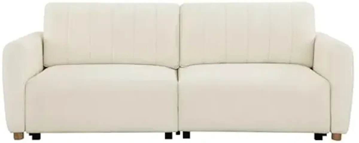 Serta Galway 91.7" Convertible Sleeper Sofa, Queen Size, Wall-Hugging Dreamglide Mechanism, Dreamcoil Comfort, Boucle Fabric, Ivory