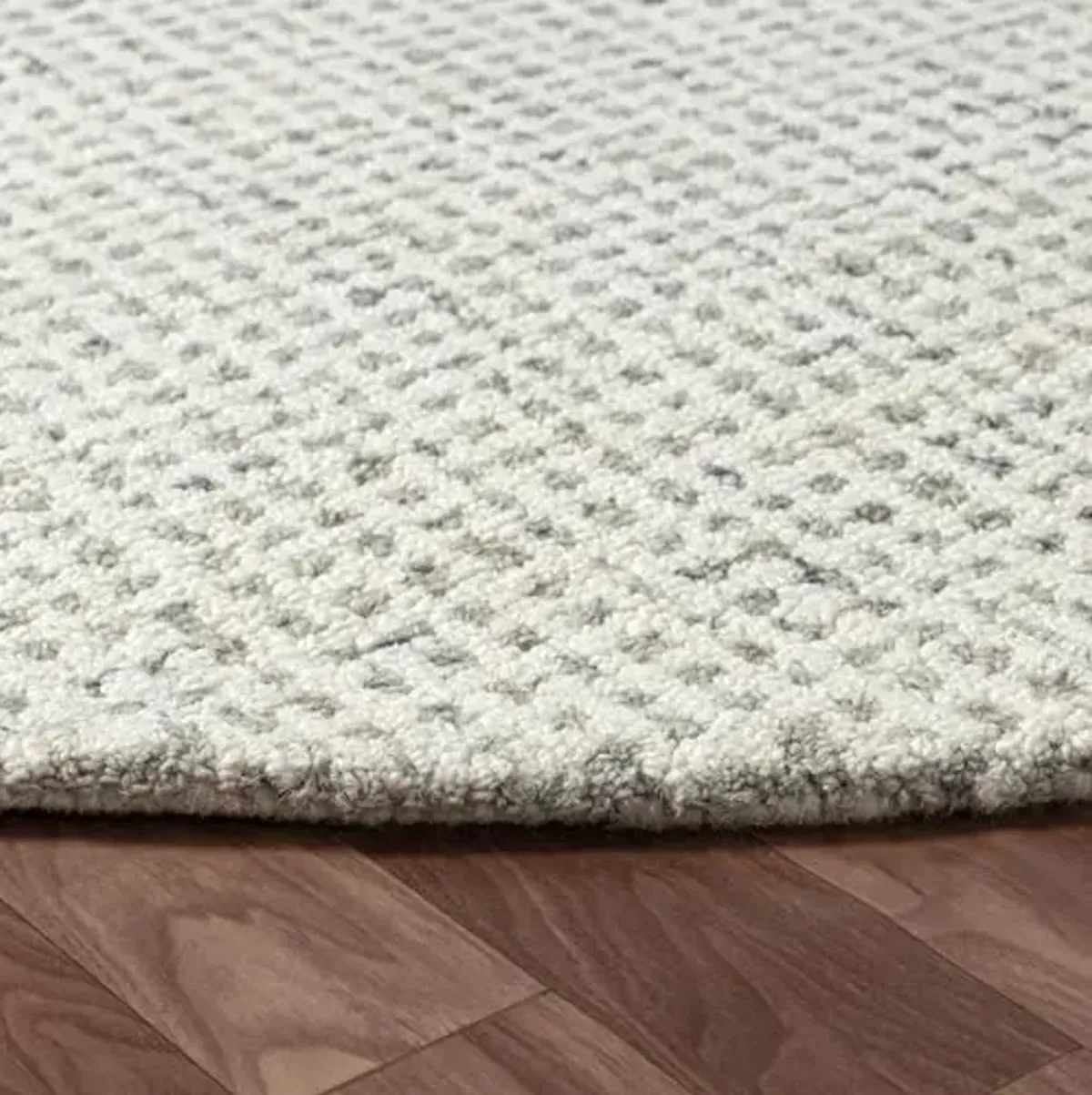 LR Home Indoor 8ft Round Area Rugs for Home Decor | Hand Tufted Rugs for Living Room, Bedroom, playroom, entryway, Office | Checkered Modern Boho Area Rug for Room Decor | Gray/Ivory