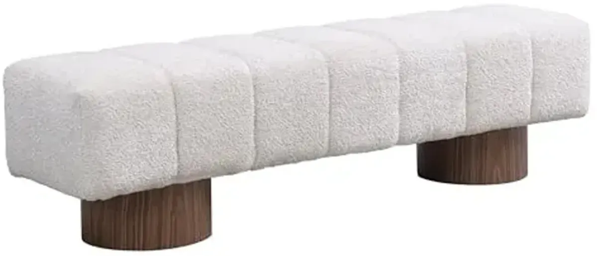 Christopher Knight Home Manila 64" Boucle Dining Bench, Upholstered Ottoman Bench, Rectangular Dining Seat, Spacious Seating, Long Footstool for Living Room Dining Room, No Assembly Needed, Beige