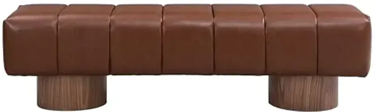 Christopher Knight Home Manila 64" Faux Leather Dining Bench, Upholstery Ottoman Bench, Rectangular Dining Seat, 2 Seater Allow, Long Footstool for Living Room Dining Room, No Assembly Needed, Brown