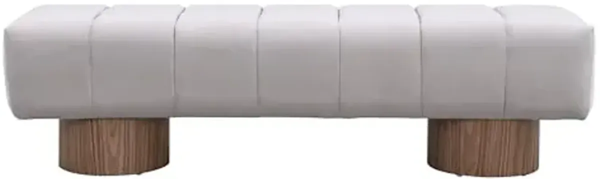 Christopher Knight Home Manila 64" Upholstered Dining Bench, Velvet Ottoman Bench, Rectangular Dining Seat, Spacious Seating, Long Footstool for Living Room Dining Room, No Assembly Need, Light Gray