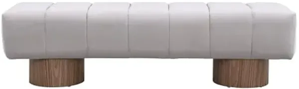 Christopher Knight Home Manila 64" Upholstered Dining Bench, Velvet Ottoman Bench, Rectangular Dining Seat, Spacious Seating, Long Footstool for Living Room Dining Room, No Assembly Need, Light Gray