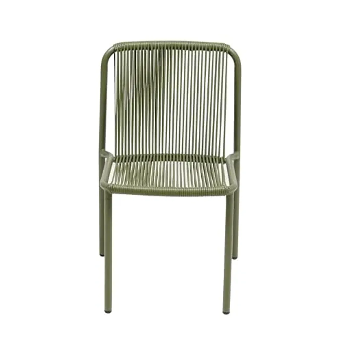 Christopher Knight Home Set of 2 Burgess Minimalist Patio Wicker Stacking Dining Chairs, Outdoor PE Rattan Accent Armless Chair, Sturdy Metal Frame Garden/Porch/Backyard Stackable Side Chair, Green