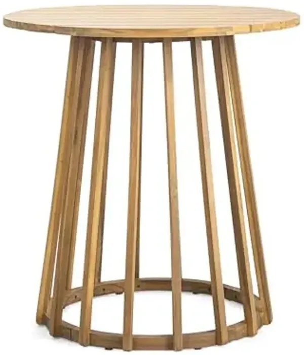 Christopher Knight Home Fenton Patio Garden Rustic Acacia Wood Dining Table, Outdoor Round Top Bistro Table, Outside Coffee Table, Sturdy and Weather-Resistant, Porch/Backyard/Balcony, Teak Finish