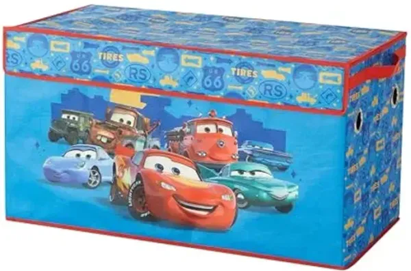 Disney Pixar Cars Collapsible Storage Trunk,Durable Kids Toy Organizer with Soft Lid, Foldable Chest for Bedroom & Playroom, 28.5" x 14.5" x 16"