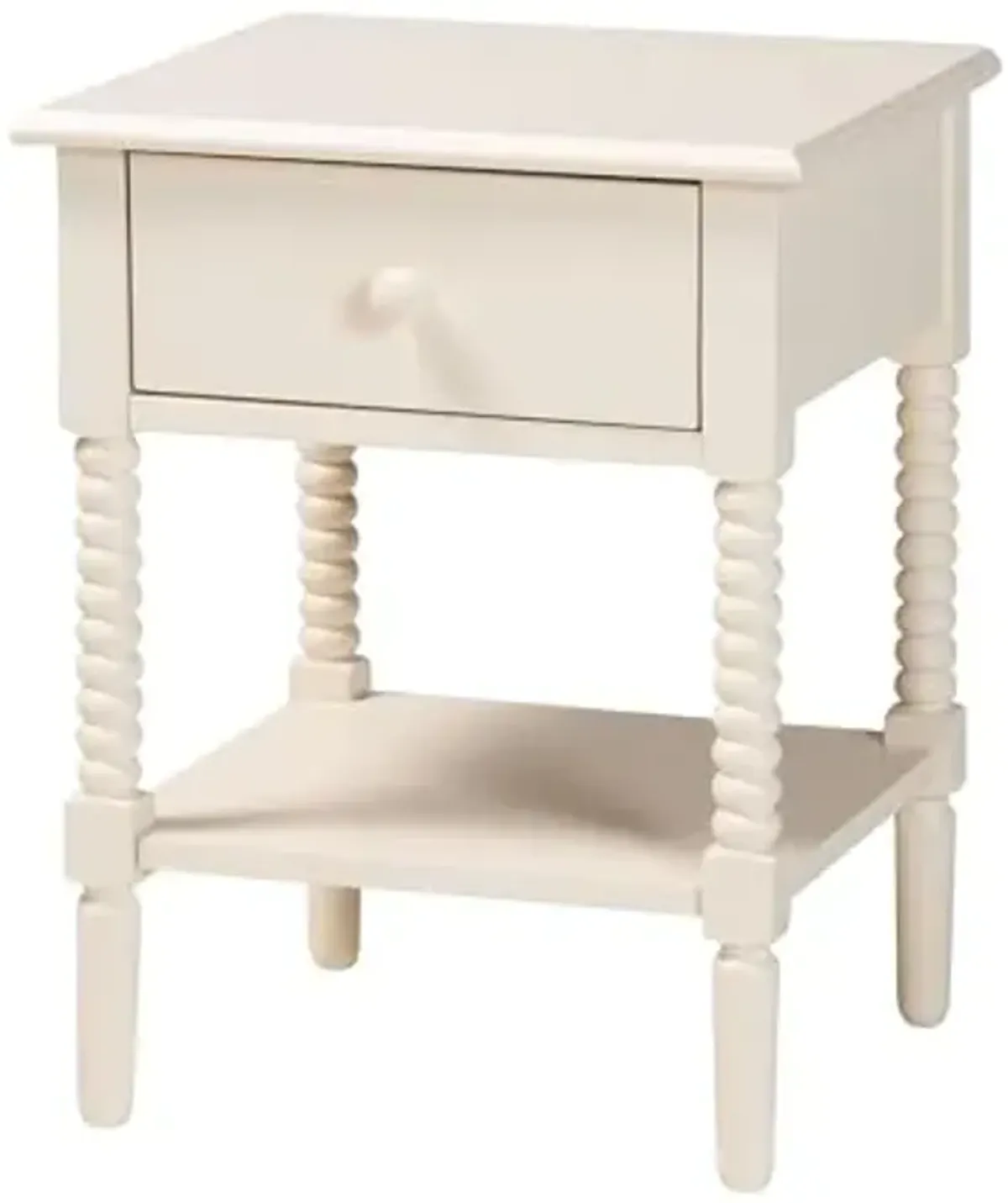 Baxton Studio Braith Spindle Wood Nightstand, 1-Drawer, Ivory