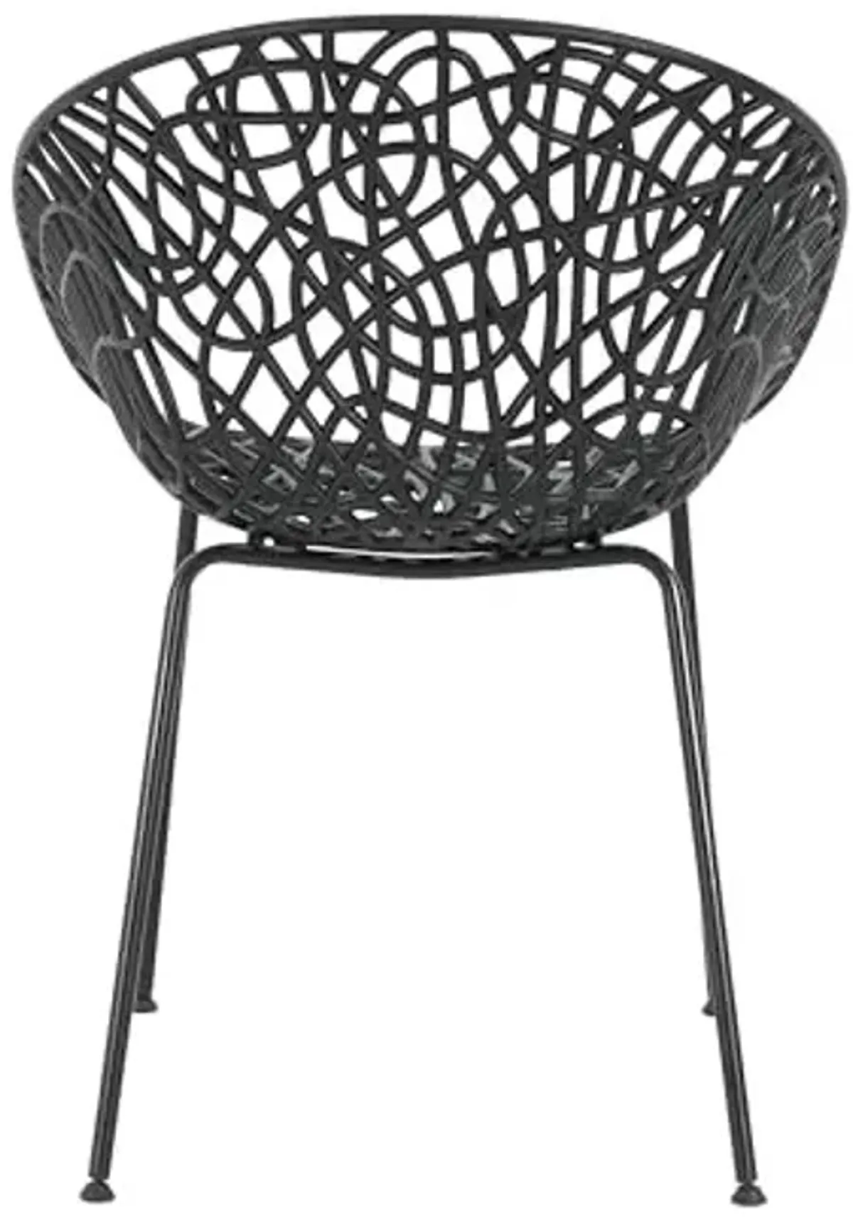 Christopher Knight Home Dessa Patio Dining Chairs Set of 2, Curved Backrest Armless Accent Chairs, Barrel Dining Chair, Cafeteria Chair, Nesting Design Seat Set for Outdoor Garden Backyard, Black