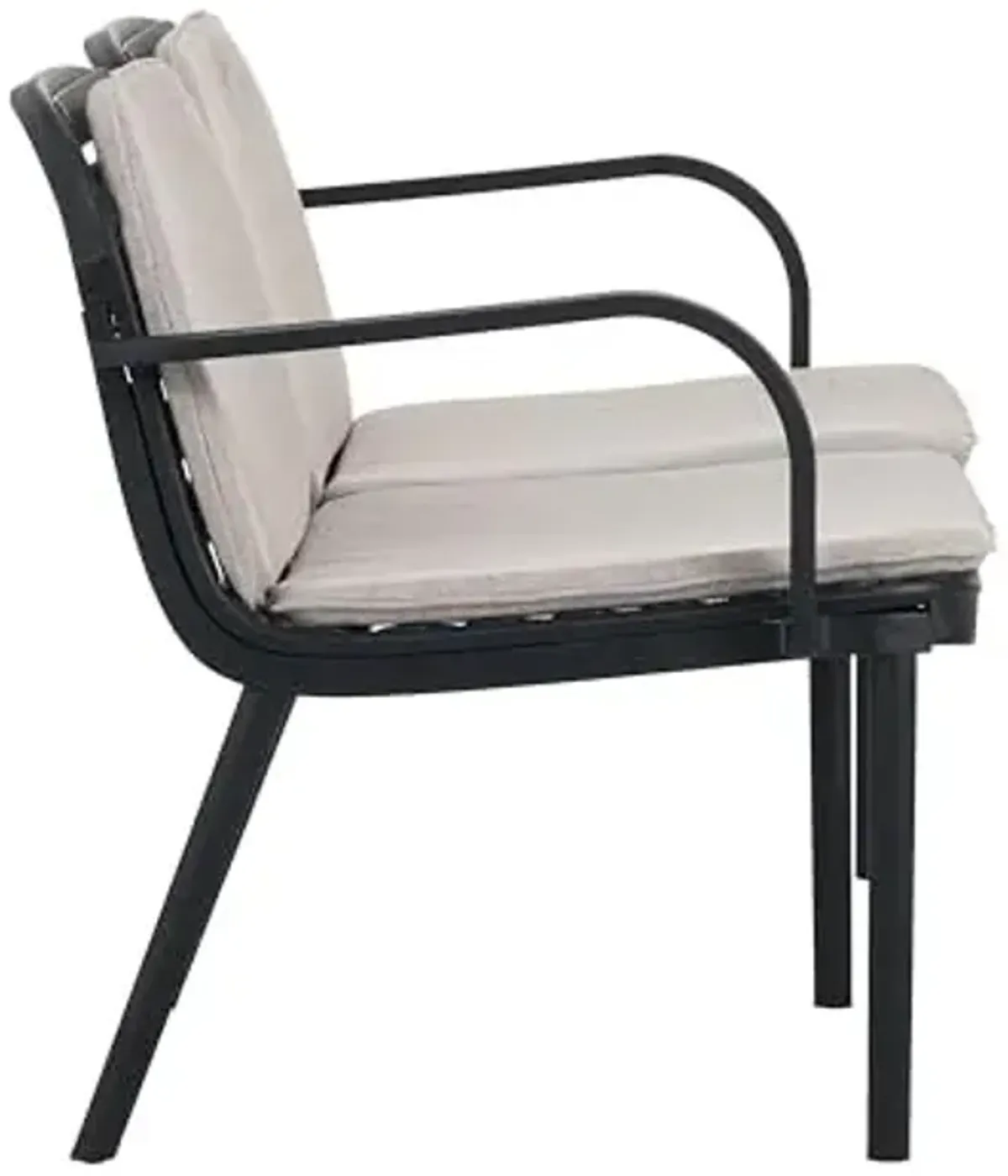 Christopher Knight Home Dessa Patio Plastic Loveseat, Lightweight Couch, 2 Seat Sofa, Open Slats Panel Armchair, Comfort Outdoor Loveseat with Cushions for Backyard Garden Balcony, 550lbs Black+Beige