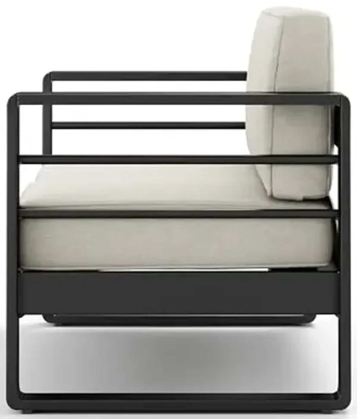 Christopher Knight Home Dessa Patio Loveseat, Aluminum Couch, 2 Seater Sofa, Stable Aluminum Frame Armchair, Spacious Seating, Outdoor Loveseat with Cushions for Backyard Garden Balcony, Black+Beige