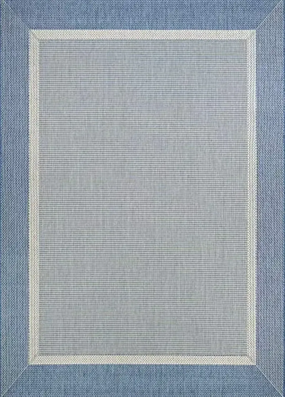 Couristan Stria Texture Outdoor Rug - 7'6" x 10'9" Rectangle in Ivory-Blue, Solid Low Pile Area Rugs for Living Room, Patio Furniture Set, Kitchen, Indoor Home Decor
