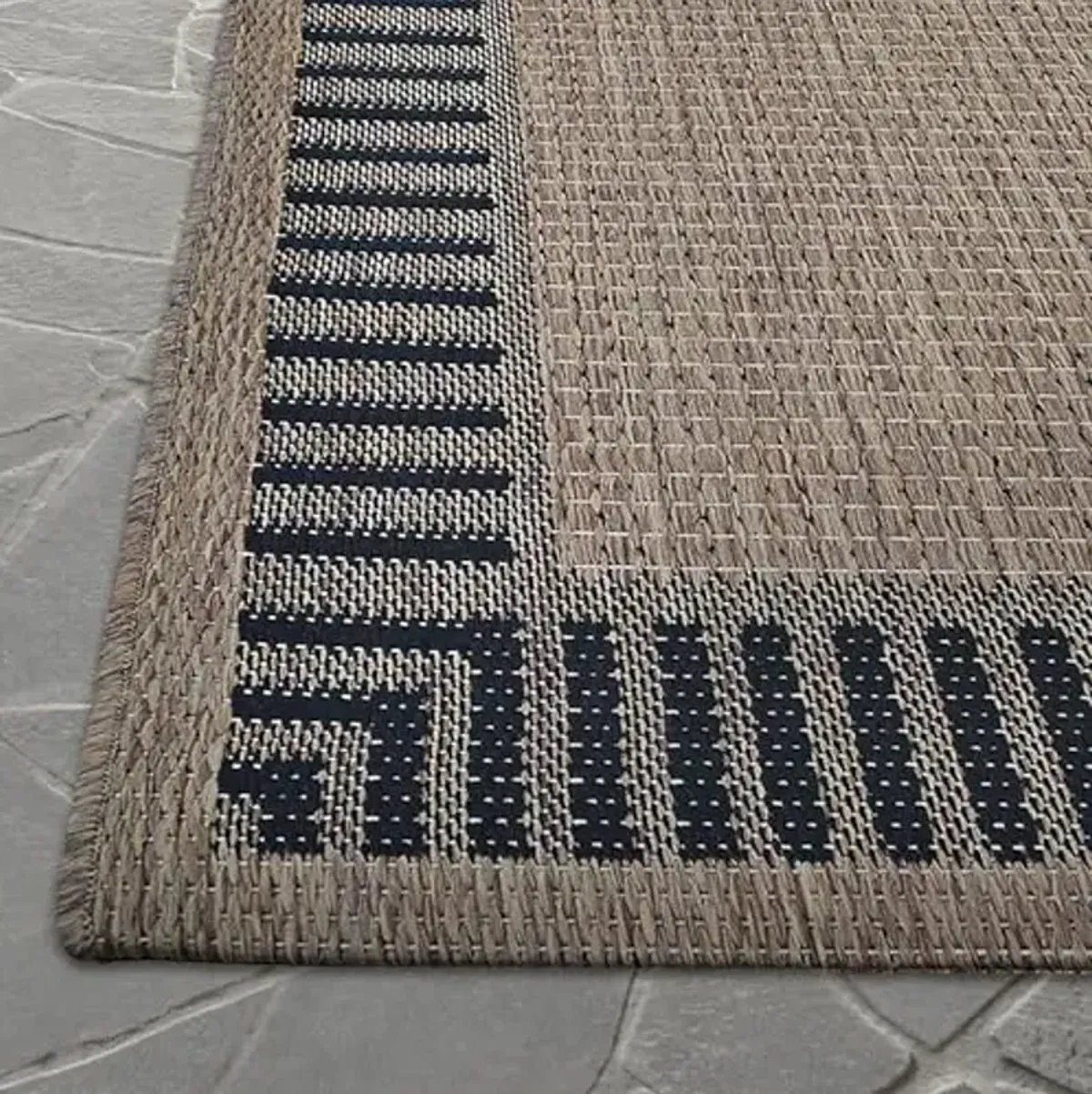 Couristan Recife Indoor Outdoor Rug - Wicker Stitch 6'2" x 9'2" Rectangle in Brown and Black, Hose Washable, Low Pile, Pet- Kid Friendly Home Decor for Living Room, Patio Furniture Set, Kitchen