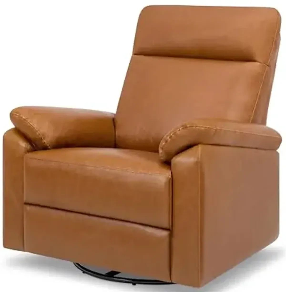 DaVinci Suzy Glider Recliner Nursery Chair - Glider Rocking Chair for Nursery and Living Room - GREENGUARD Gold, FSC & Certi-PUR US Certified - 360° Swivel Rocker Recliner Chair (Vegan Tan Leather)