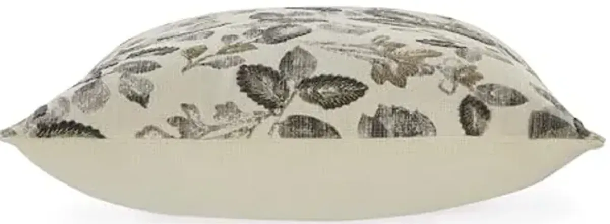 Signature Design by Ashley Holdenway Traditional 20x20 Inches Floral and Leaf Printed Throw Pillow with Zipper Closure, Beige & Dark Brown (Pack of 2)