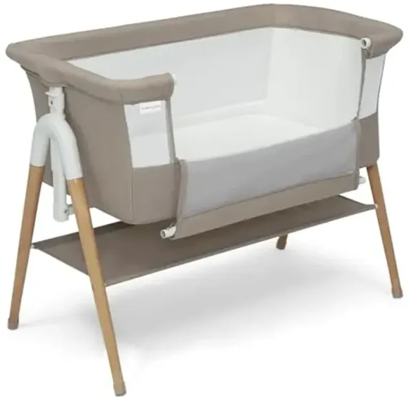 Delta Children Bondi Adjustable Height Bedside Beechwood Bassinet with PureAir Mesh Sheet and FSC-Certified Wood, Tan