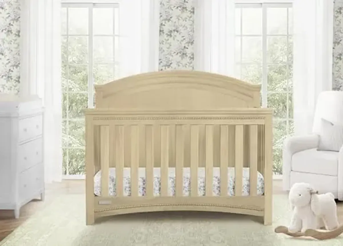 Delta Children Simmons Kids SlumberTime Emma 4-in-1 Convertible Baby Crib N More - Greenguard Gold Certified, Natural Sandstone