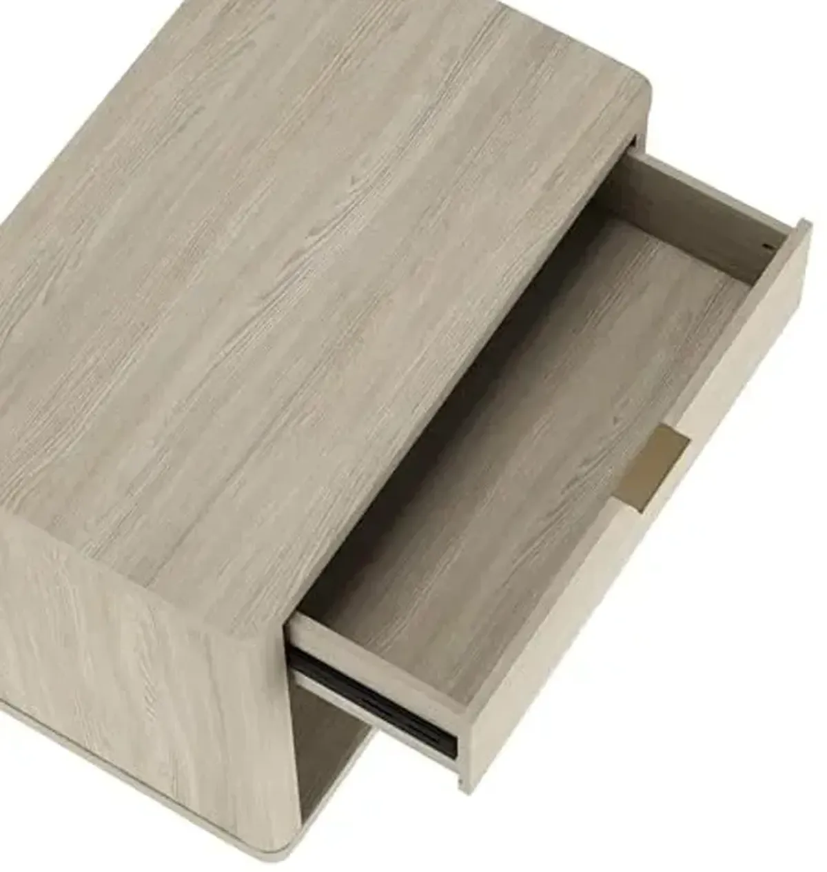 Manhattan Comfort Evelyn Set of 2 Nightstands with Drawer and Open Shelf, Minimalist Bedside Table with Rounded Corners & Raised Base, Modern Night Stand for Bedroom, or Living Room in Natural Oak