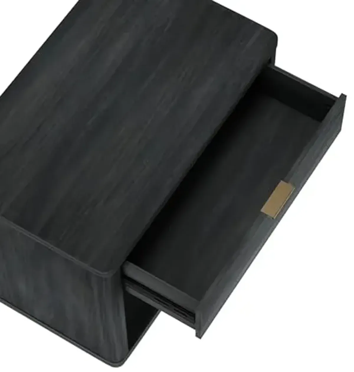 Manhattan Comfort Evelyn Modern Nightstand with Drawer & Open Shelf, Minimalist Bedside Table with Smooth Rounded Edges & Raised Mop Base, Versatile Accent Table, Set of 1, Charcoal Grey