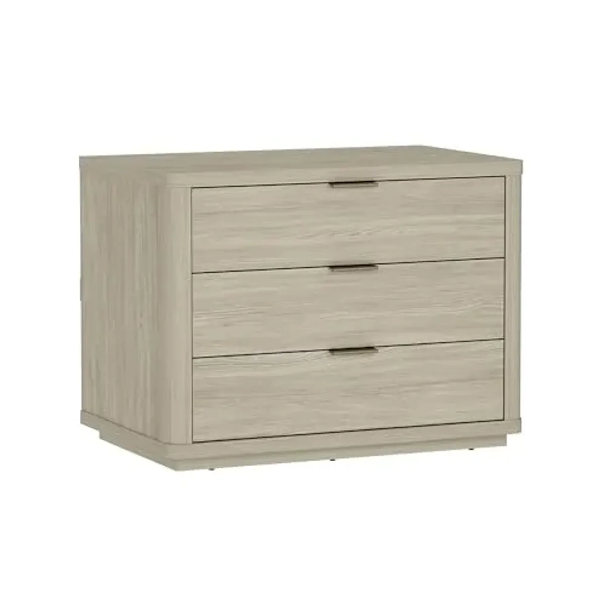 Manhattan Comfort Evelyn Nightstand with 3 Drawers, Minimalist Wood Grain Bedside Table with Rounded Corners and Raised Base, Modern End Table for Bedroom, Entryway, or Living Room in Natural Oak