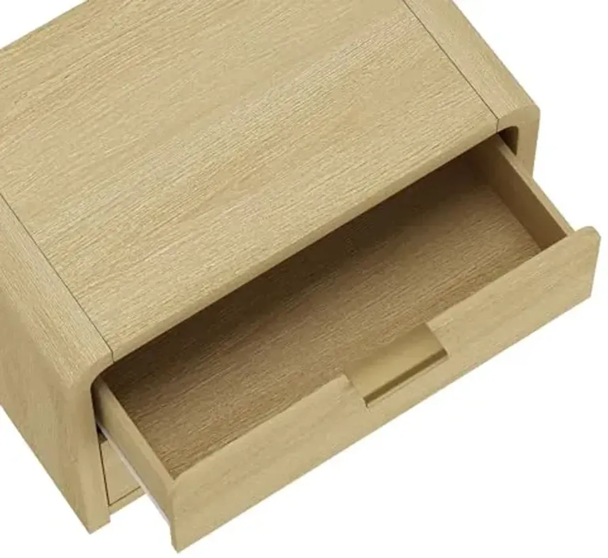 Manhattan Comfort Grace Modern Rounded Nightstand with 2 Drawers and Metal Handles, Minimalist End Table, Scandinavian Accent Table for Bedroom, Office, or Living Room in Natural Oak and Gold