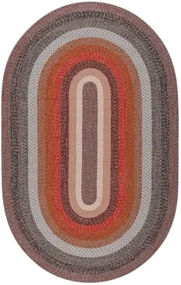 SAFAVIEH Washable Rug Outdoor Braided Collection - 3' x 5' Oval, Brown & Rust, Handmade & Reversible, Non-Shedding & Easy to Clean, Ideal for Patio, Backyard, Mudroom (BRD323T)
