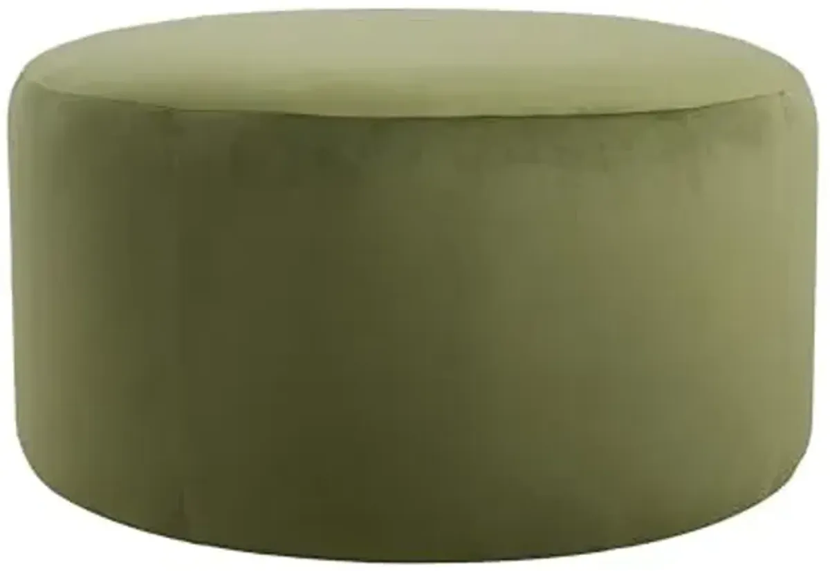 Christopher Knight Home 30"Ottoman Foot Stool Round, Velvet Pouf Footstool Ottoman Seat, Upholstery Foot Chair, Round Footrest Chair, Modern Side Table for Living Room Bedroom Home Decor, Olive Green