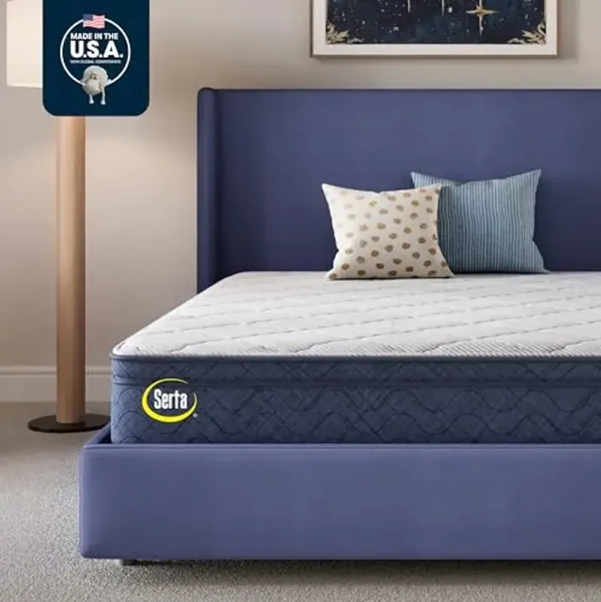 Serta Five Star Mattress Tranquility 12-Inch Plush Pillow Top – Cal King Size – Zoned Support, Pressure Relief, Cooling Comfort – Made in USA – Bed-in-a-Box – 100 Night Trial, 10-Yr Limited Warranty