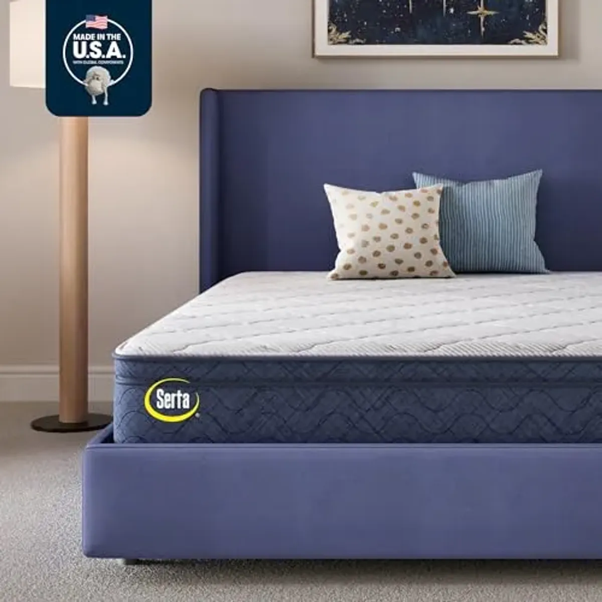 Serta Five Star Mattress Tranquility 12-Inch Plush Pillow Top – King Size – Zoned Support, Pressure Relief, Cooling Comfort – Made in USA – Bed-in-a-Box – 100 Night Trial, 10-Year Limited Warranty