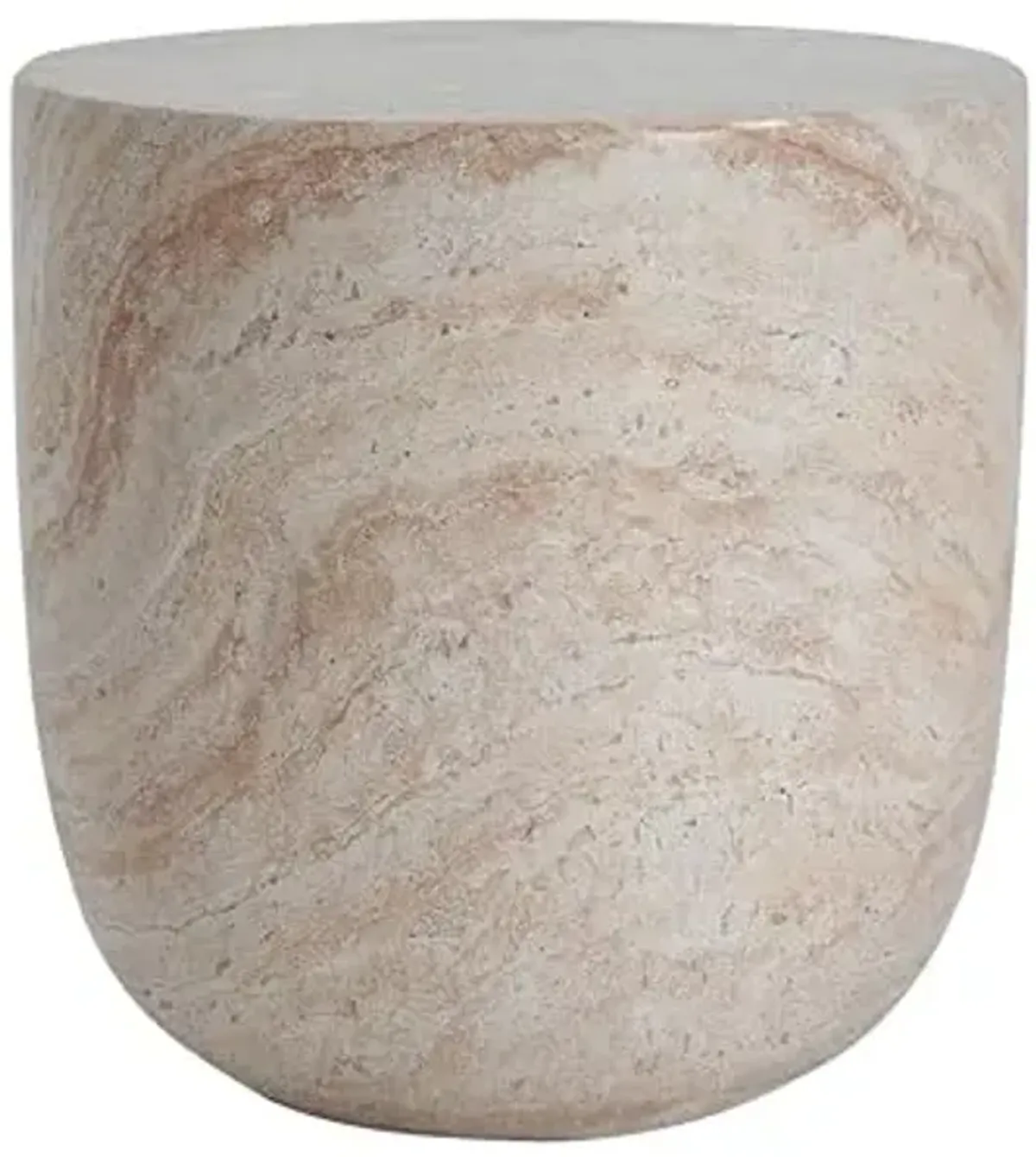 Christopher Knight Home Jaym 15.75" H Indoor Outdoor Accent Side Table, Patio Decorative End Table, Barrel-Shaped Lightweight Concrete Garden Stool for Patio Balcony & Garden Decor, Travertine