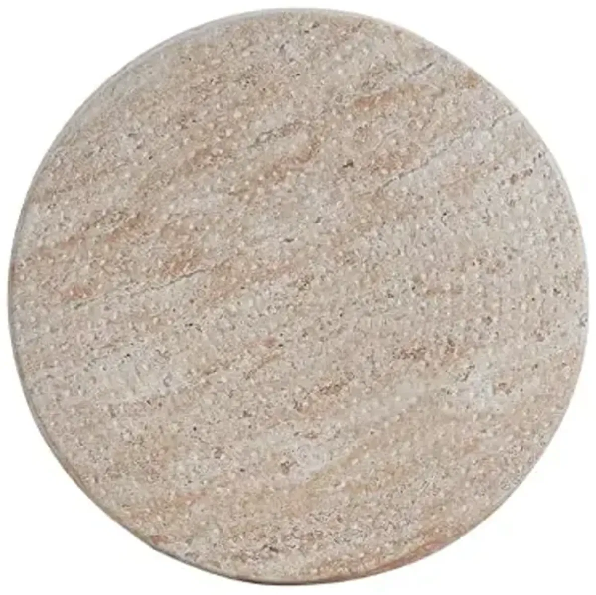 Christopher Knight Home Jaym 17.5" H Indoor Outdoor Accent Side Table, Patio Decorative End Table, Tapered Cylinder Lightweight Concrete Garden Stool for Patio Balcony & Garden Decor, Travertine