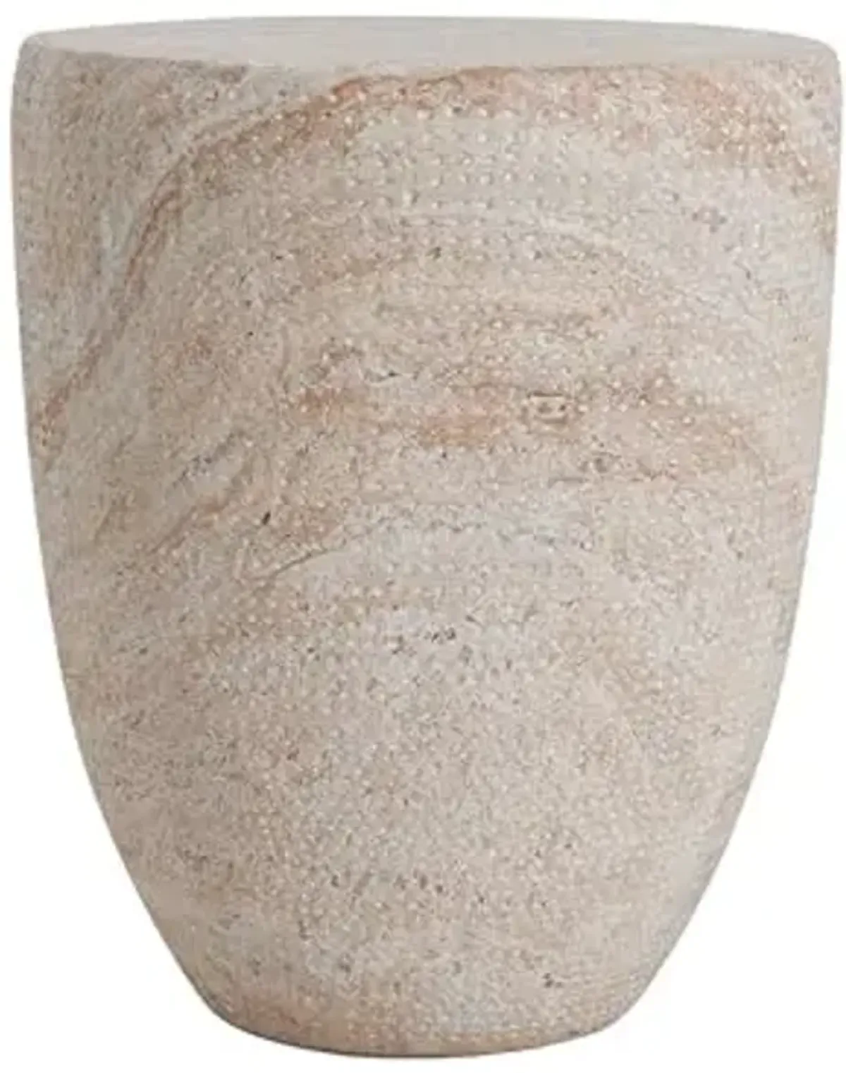 Christopher Knight Home Jaym 17.5" H Indoor Outdoor Accent Side Table, Patio Decorative End Table, Tapered Cylinder Lightweight Concrete Garden Stool for Patio Balcony & Garden Decor, Travertine