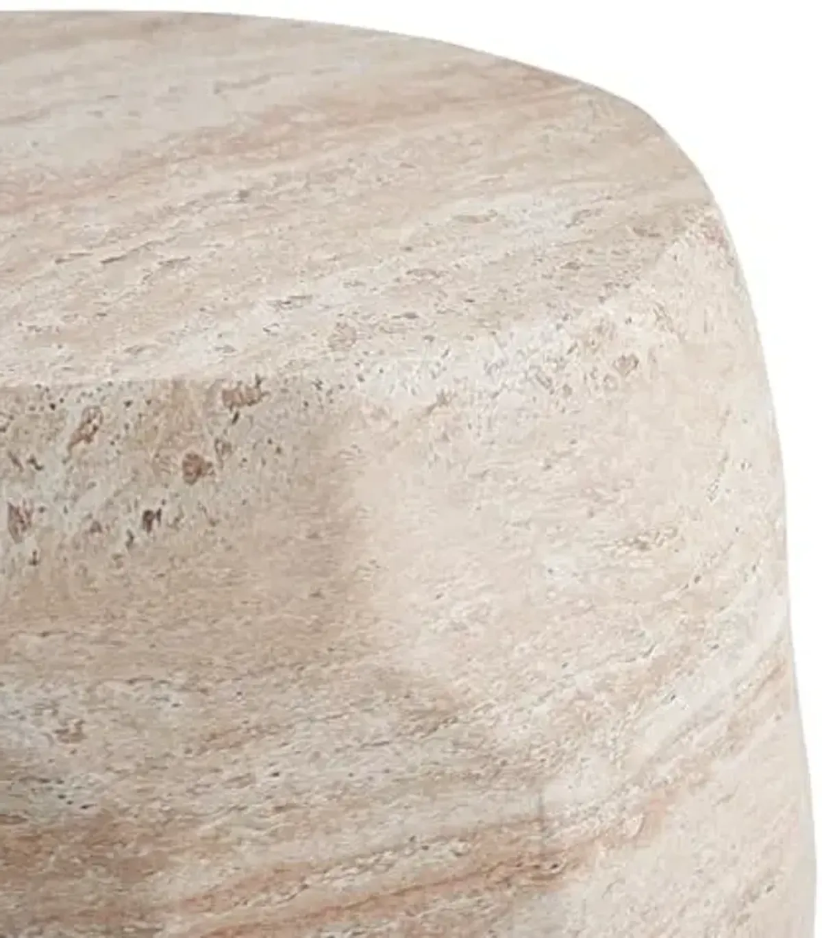 Christopher Knight Home Jaym 18.25" H Indoor Outdoor Accent Side Table, Patio Decorative End Table, Polygon Lightweight Concrete Garden Stool for Patio Balcony & Garden Decor, Travertine