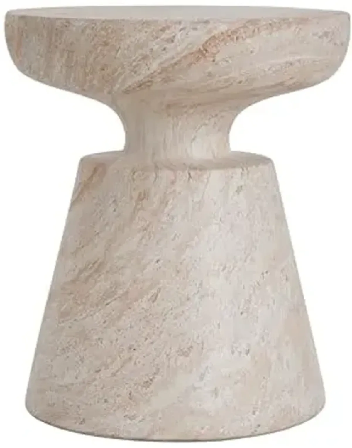 Christopher Knight Home Jaym 20.5" H Indoor Outdoor Accent Side Table, Patio Decorative End Table, Round Top Lightweight Concrete Garden Stool for Patio Balcony & Garden Decor, Travertine