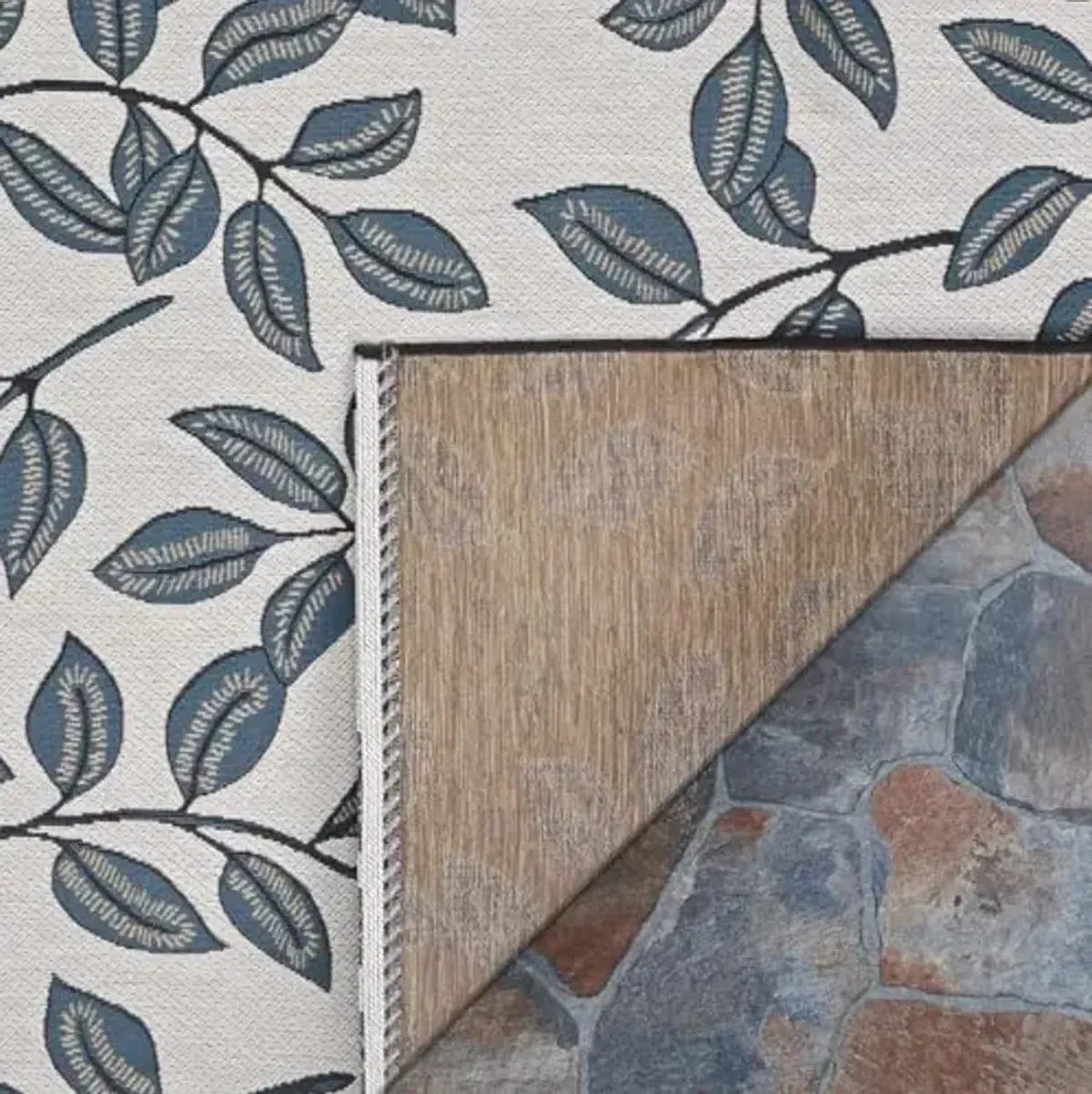 Couristan Dolce Indoor Outdoor Patio Rug - 2'3" x 7'10" Runner, Summer Ivy Ivory-Slate Blue Transitional Floral, Pet-Friendly Low Maintenance Rug for Patio, Deck, or Living Room