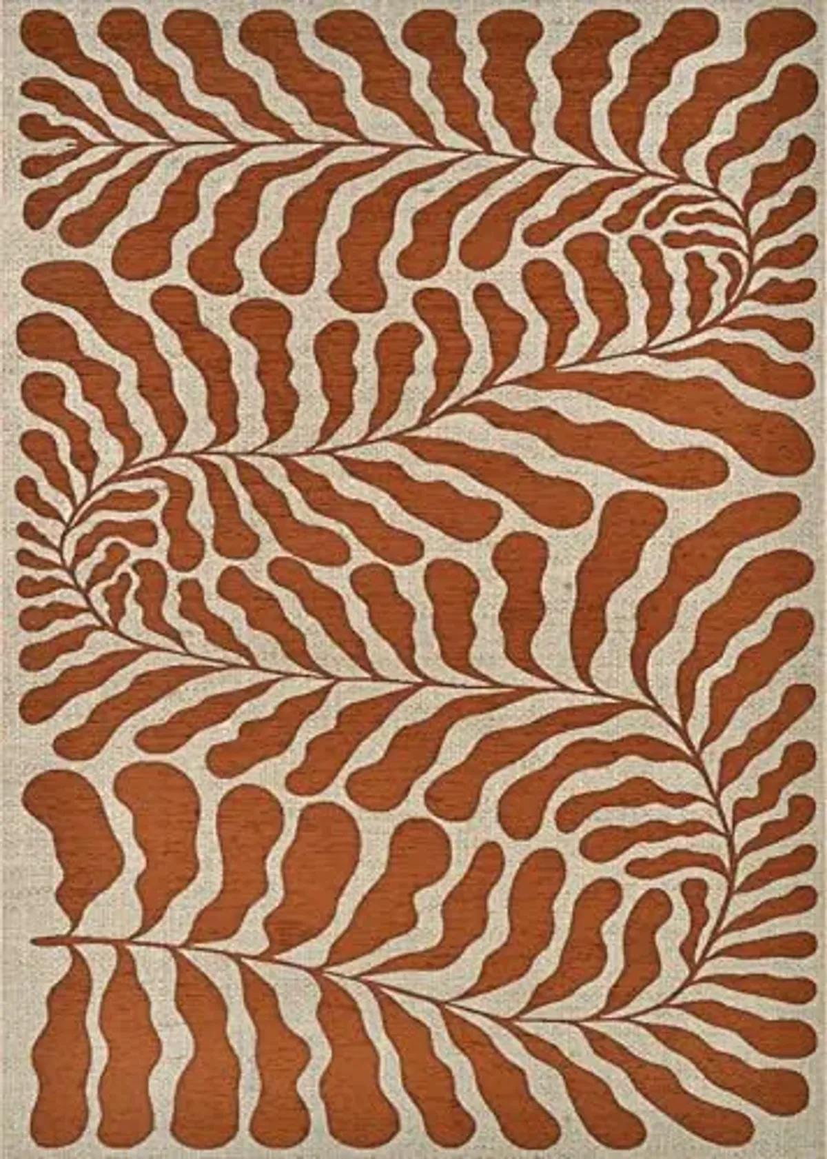Couristan Leaf Pattern Indoor-Outdoor Rug - 8'1" x 11'2" Fiore Orange Area Rug Botanical Design, Flatwoven Texture, UV-Stabilized Fibers, and Easy-Clean Durable Design for Patio, Living Room, Balcony