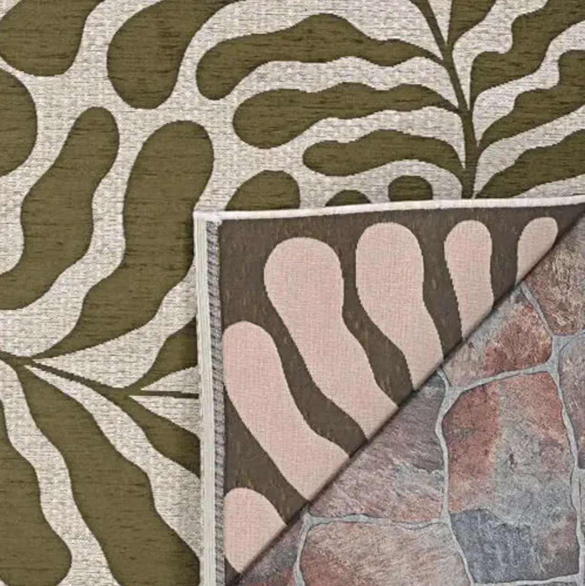 Couristan Leaf Pattern Indoor-Outdoor Rug - 8'1" x 11'2" Fiore Green Area Rug Botanical Design, Flatwoven Texture, UV-Stabilized Fibers, and Easy-Clean Durable Design for Patio, Living Room or Balcony