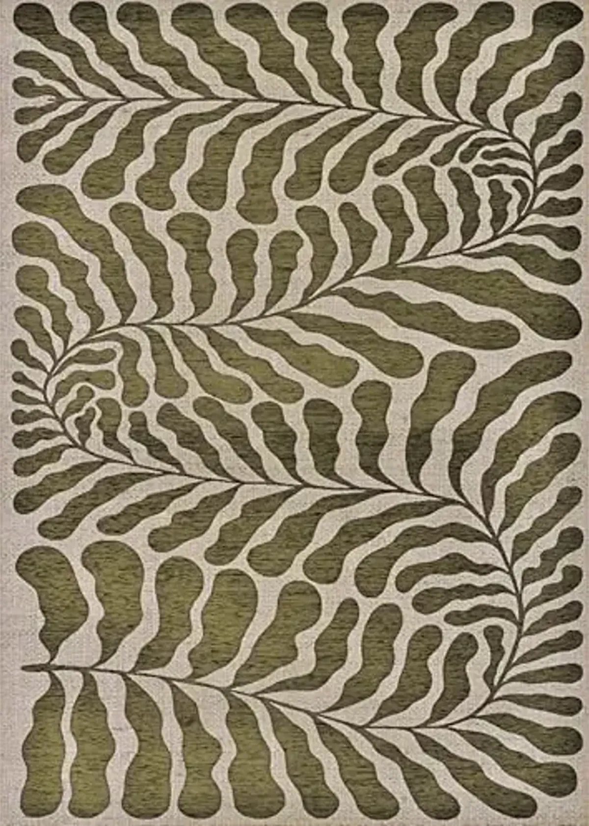 Couristan Leaf Pattern Indoor-Outdoor Rug - 8'1" x 11'2" Fiore Green Area Rug Botanical Design, Flatwoven Texture, UV-Stabilized Fibers, and Easy-Clean Durable Design for Patio, Living Room or Balcony