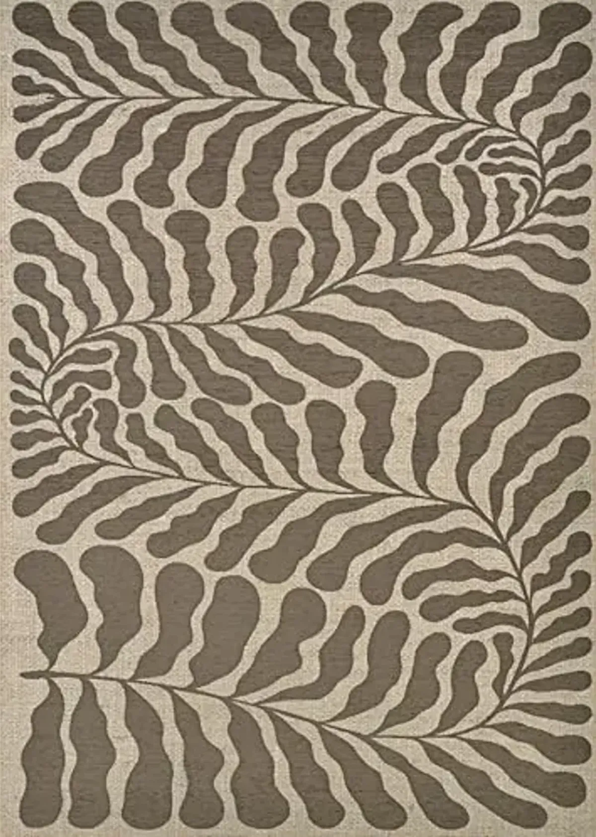 Couristan Leaf Pattern Indoor-Outdoor Rug - 8'1" x 11'2" Fiore Brown Area Rug Botanical Design, Flatwoven Texture, UV-Stabilized Fibers, and Easy-Clean Durable Design for Patio, Living Room or Balcony