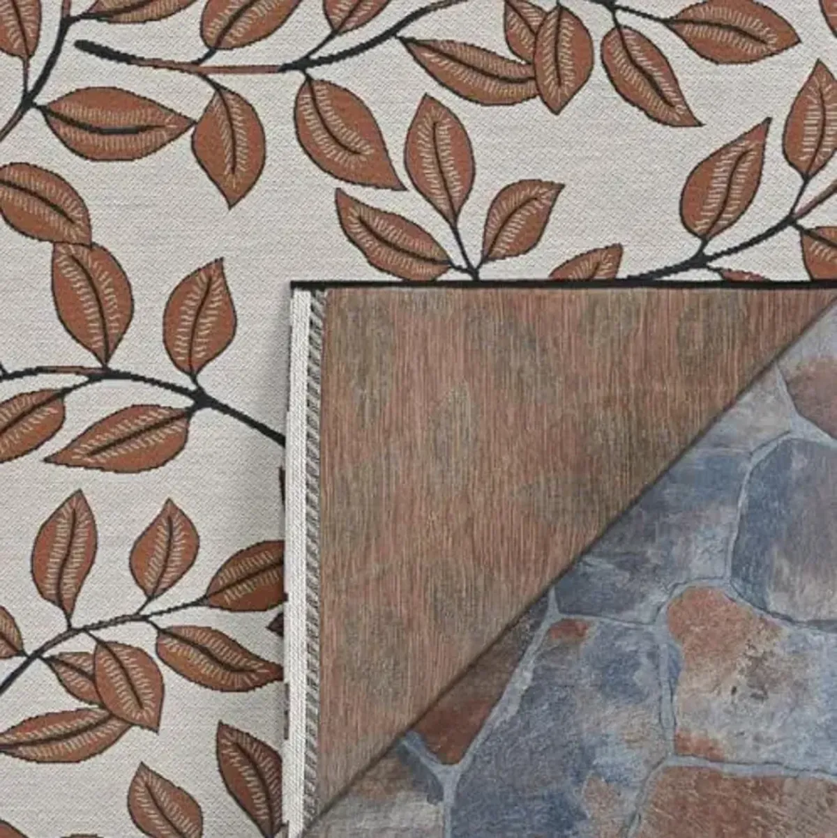 Couristan Dolce Indoor Outdoor Patio Rug - 2'3" x 3'11" Rectangle, Summer Ivy Ivory-Terracotta Transitional Floral, Pet-Friendly Low Maintenance Rug for Patio, Deck, or Living Room