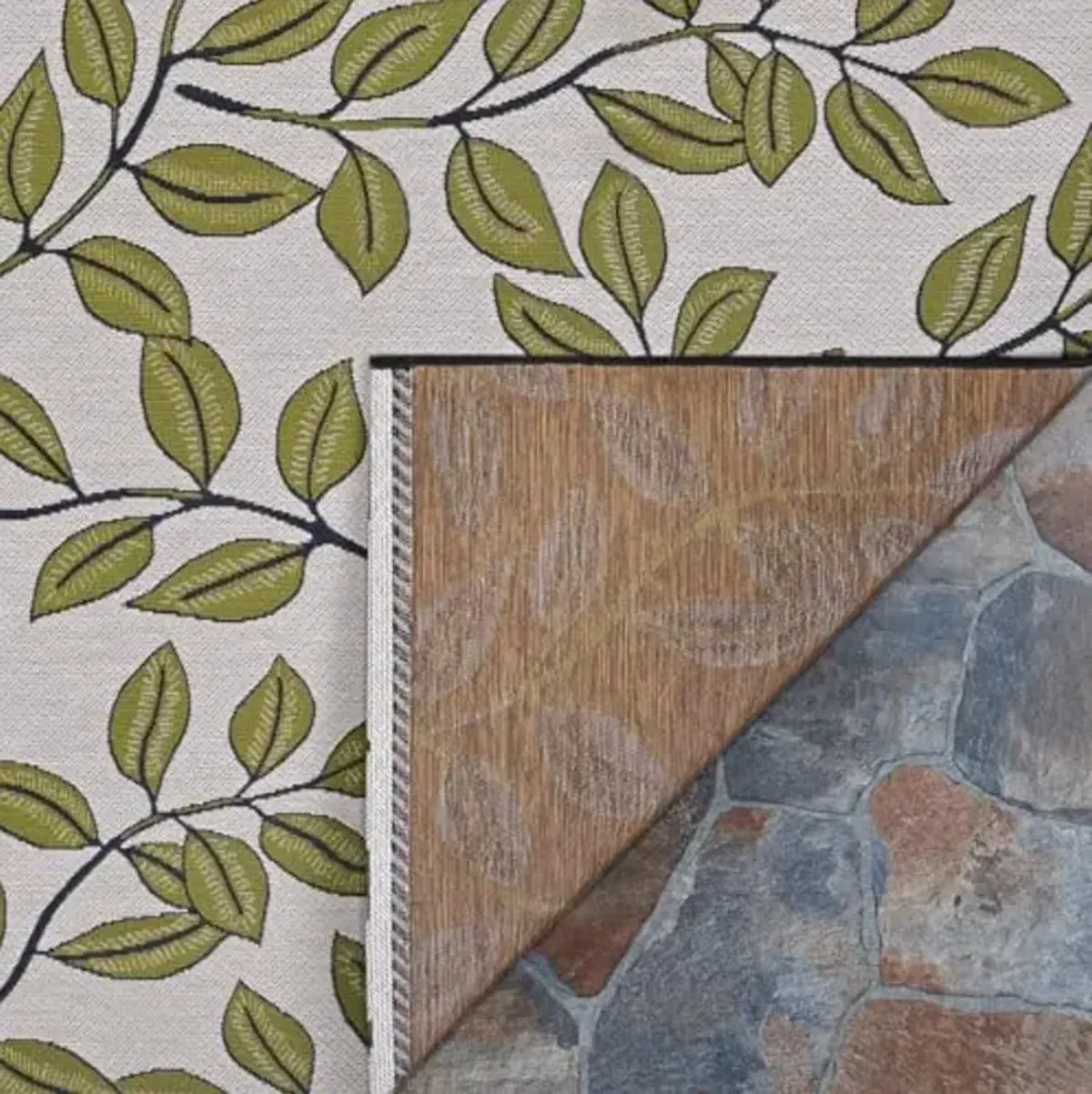 Couristan Dolce Indoor Outdoor Patio Rug - 2'3" x 7'10" Runner, Summer Ivy Ivory-Olive Transitional Floral, Pet-Friendly Low Maintenance Rug for Patio, Deck, or Living Room