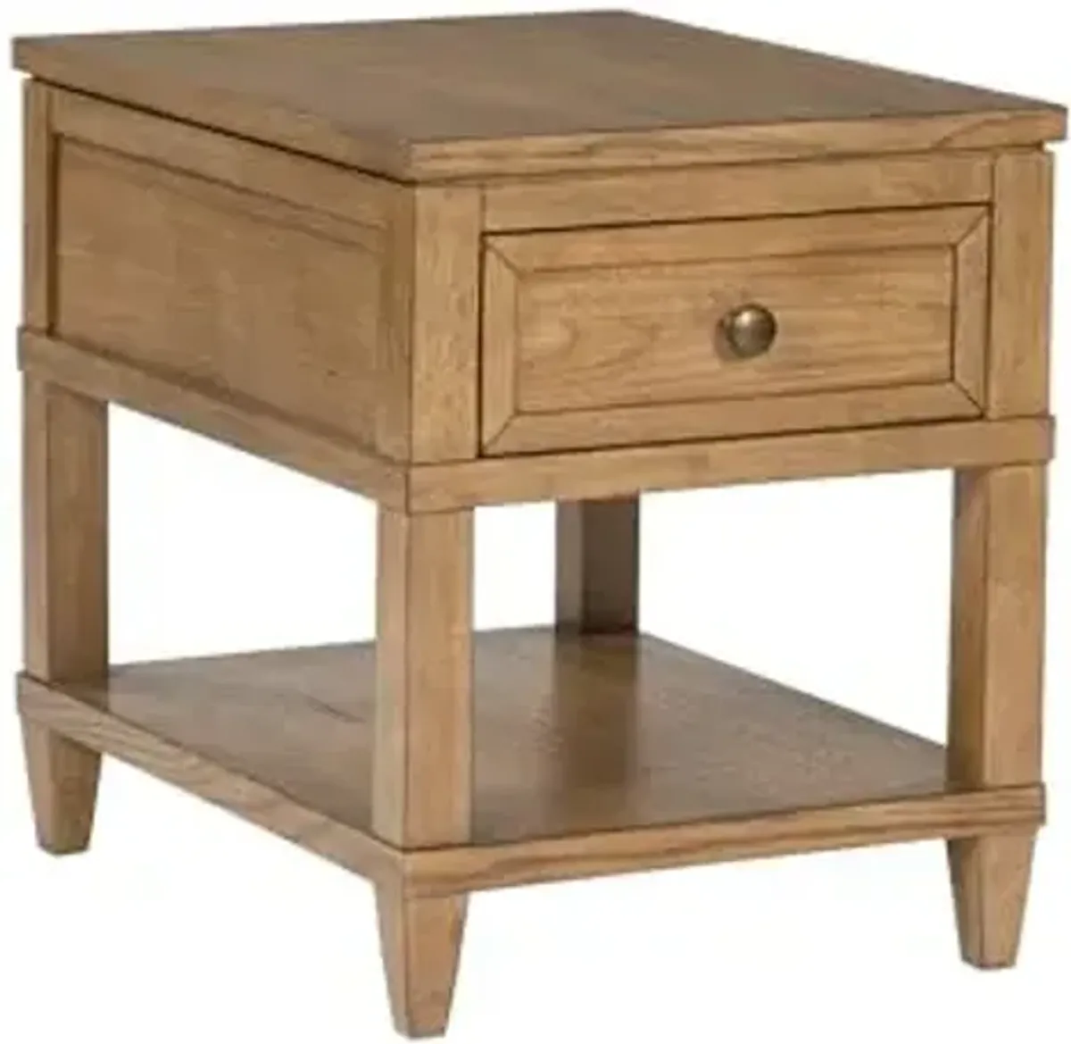 Signature Design by Ashley Sharlance Transitional 1-Drawer End Table with Lower Shelf, Power Supply and USB Ports, UL Listed, Dark Brown Drawer Pulls, Light Brown