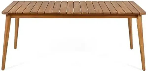 Christopher Knight Home Peggy 72" Farmhouse Patio Acacia Wood Dining Table, Indoor and Outdoor Dining Room Table for 8 Persons, Rectangular Dining Table for Backyard/Garden, Teak Brown