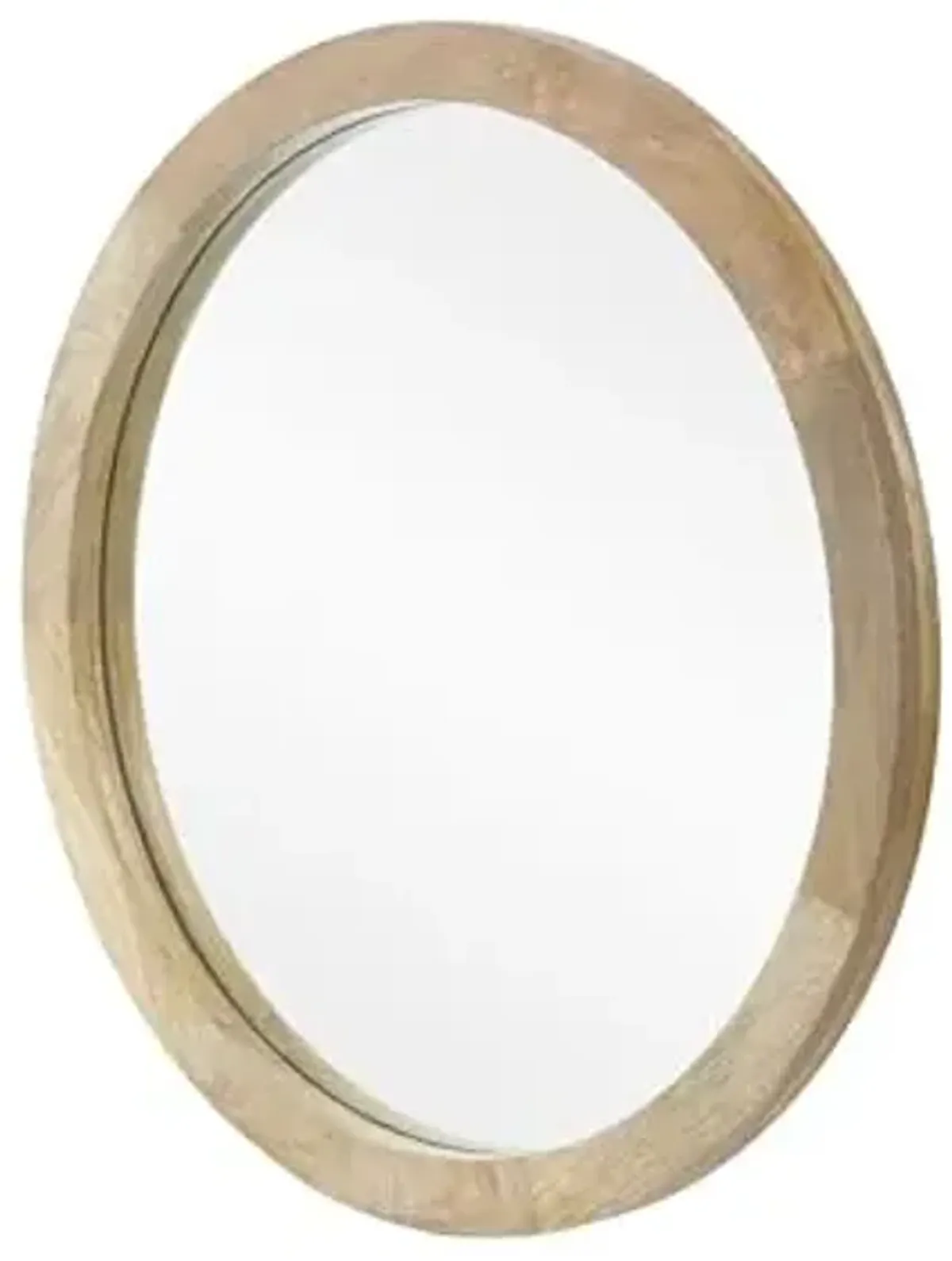 Christopher Knight Home Solis 23.50" H Round Wall Mirror, Mango Wood Wall Mirror, Tempered Glass with Natural Mango Wood Frame, Rustic Style for Living Room Hallway Home, No Assembly Needed, Natural